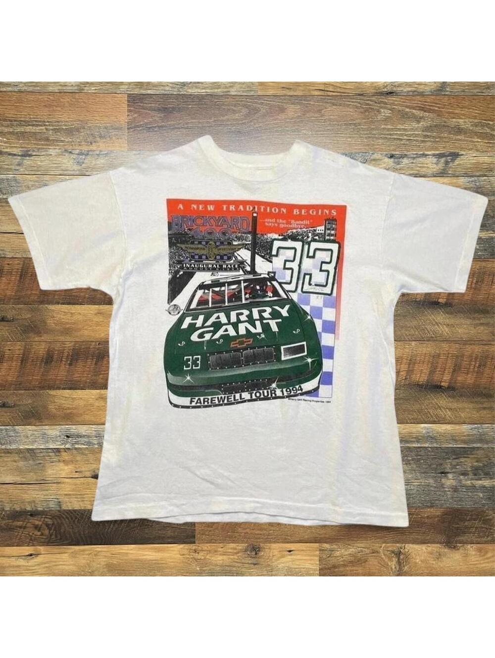 Vintage NASCAR Harry Gant Farewell Tour Single Stitch Shirt Signed XL.